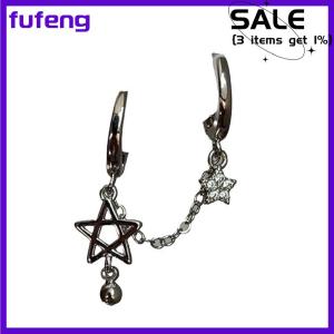 fufeng 1PCS Color Star Chain Double Ear Hole Ear Bone Nail Y2K Fashion Hottie Earrings For Women Jewelry