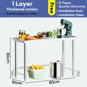 NINI Stainless steel worktop | Multi-layer household shelf | Kitchen cutting board oven and microwave rack | Rak penyimpanan peralatan dapur