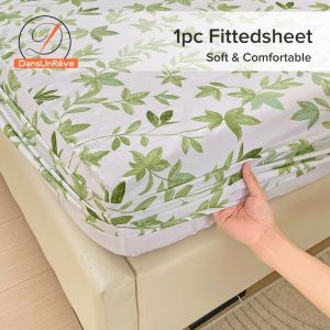 Dansunreve 1pc Floral Fittedsheet Soft Breathable Fitted Bedsheet Single Queen King Mattress Protector
