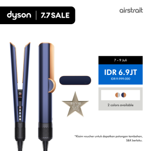 Dyson Airstrait ™ straightener HT01 (Prussian Blue/Rich Copper) - Meluruskan rambut dari basah ke kering | Tidak merusak rambut dengan panas | Styling lebih cepat