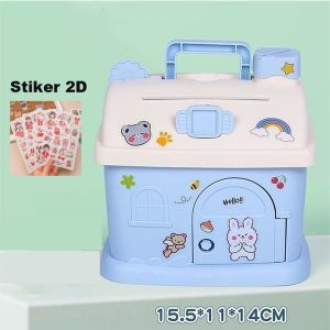 【Stiker Gratis】COD Labubu Celengan Koin Bentuk Rumah Kartun Lucu Untuk Anak/Kuromi Bahan yang sehat ramah anak