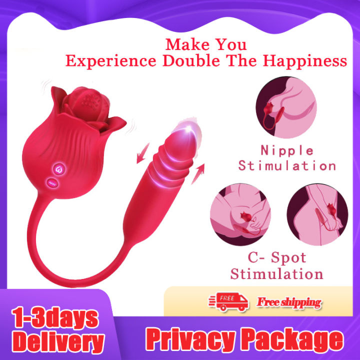 Dildo Rose Toy Clitoral Licking & Vibrating Vibrator Adult Sex