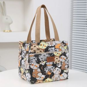 [Local Shipment]Large Floral Lunch Bag Insulated Bento Bag Portable Thermal Cooler Handbag For School Work Picnic