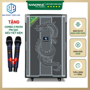 Loa Kéo Di Động Nanomax GT-2024 (Màu Đen Và Màu Vàng) Bass 50cm 820W Karaoke Bluetooth - Tặng Kèm 2 Mic UHF Chống Hú - Đại Phát Vĩnh Lộc