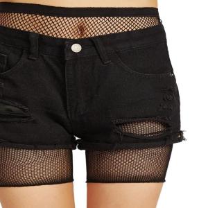 Fishnet Biker quần short eo cao lưới quần legging cạp ngắn xuyên thấu Net vớ che lên quần short cho phụ nữ tiệc bãi biển mặc