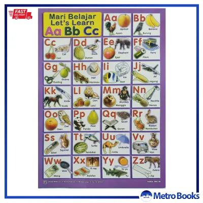 Poster Mari Belajar ABC / Lets Learn ABC (Poster Kanak-Kanak BM-BI) (Poster Card Paper) (Sarjana Media) 🗺️