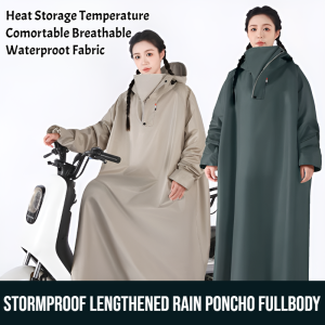 Motorcycle Stormproof Lengthened Rain Poncho Fullbody Portable Extra Large Thicken And Lengthen Raincoat Elastic Cuff Breathable