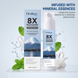 [Professional Grade]ORALHOE Niacinamide Foaming Whitening Toothpaste 8X - Fresh Breath Stain Removal Gentle Teeth Cleaning 100ml-C