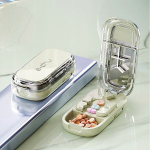 Runvictor Tablet Cutter Pill Splitter 3 In 1 Adjustable Divider Half Third Quarter Storage Box Bekas Rumah Tangga Travel