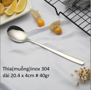 (1 Cái)Thìa Bầu Inox 304 Kiểu Hàn Quốc Mạ TiTan Vàng Sáng Bóng Vượt Trội-Muỗng Ăn Cơm Cán Dài 20.4cm
