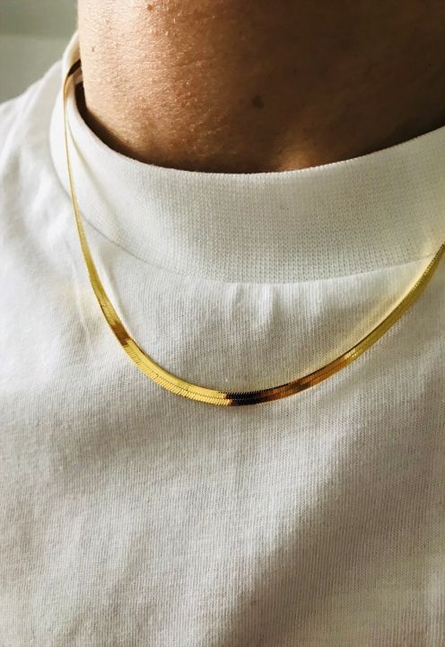 Mens white store gold snake chain