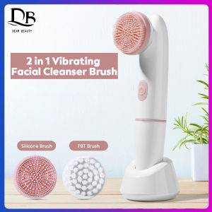 Dearbeauty Vibrating Facial Cleanser Brush Battery Powered Waterproof Electric Face Cleaning Brush 2 Speed Face Deep Washing Massaging Brush