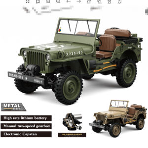 1: 14 military trucks 2.4G four-wheel drive electric retro off-road remote control car childrens simulation car model Christmas