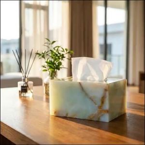 FFBH Natural Marble Tissue Luxury Aesthetic Rectangular Tissue Case Living Room Bedroom Storage Napkin Home Decor Storage 2Z6B7