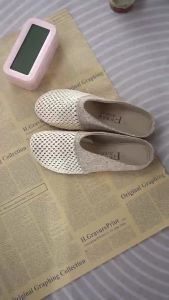 [Free Shipping] WomenS Summer TPR Ultra-Light Soft-Soled Linen Slippers With Hollow Design Breathable And Comfortable Flat Home Slippers