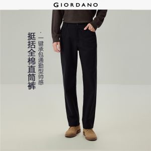 Giordano Beau Monde Men Five-pocket half elastic waist cotton pants Free Shipping 13116704