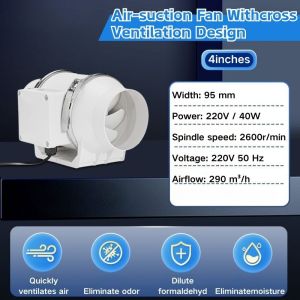 DOVVA 4"6"8" Portable Exhaust Fan Ventilation Fan Extractor Ventilation Kitchen Toilet Wall Air Cleaning fan