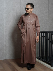 Al Amwa - Jubah Series Hudzaifah | Gamis Pria Lengan Panjang | Jubah Dewasa Polyester Kerah Kemeja