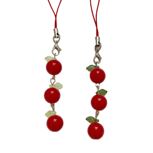 Stylish Tomato Shaped Keychain Charm Pendant with Lovely Girl Images and Leaf Accent for Trendy Women Ladies Gifts