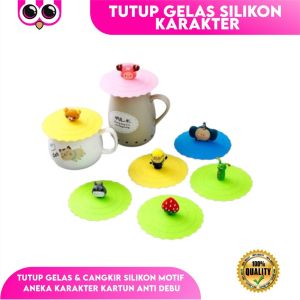TUTUP GELAS SILIKON KARAKTER / COVER CANGKIR LUCU / COVER GELAS