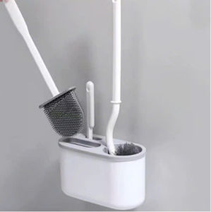 Cọ Nhà Vệ Sinh Bồn Cầu 3 In 1 Bằng Silicon Cọ Chà Toilet Kèm Khay Dán Tường Tiện Dụng
