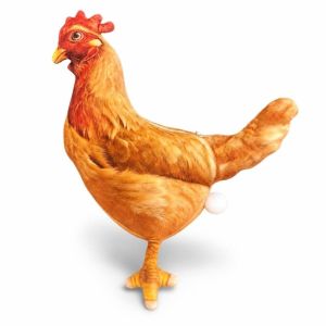 DIVATEN 30CM Laying Hen Plush Toy 3D Simulation Fill PP Cotton Stuffed Animal Doll Amusing Squeezing Function Simulation Chicken Plush Doll Gifts