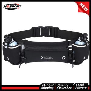 Hydration Running Belt with Bottles Multiple Pockets Fanny Pack with Reflective Strip Adjustable Strap for Men and Women