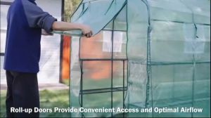 Walk-in Greenhouse with 3-Tier Shelves Waterproof UV Resistant PE Plant Green House with Roll-up Windows for Outdoor Garden Patio
