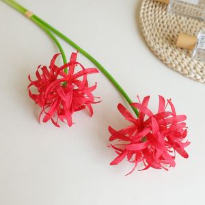 FDO0009 Real Touch Artificial Silk Flower Branch 2 Heads Handmade Fake Flowers Flower Arrangement Realistic Simulation Lycoris Flower Home Living Room Decor