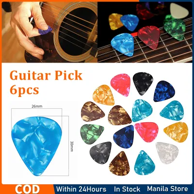 6pcs/set Celluloid Guitar Picks Includes 0.46mm 0.71mm 0.81mm 0.96mm 1.2mm 1.5mm for Acoustic Guitar Electric Guitar Ukulele