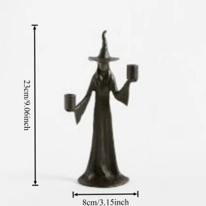xpkQ New Halloween Decorations Handmade Black Witch Statue Candlestick Home Decor Resin Witch Candle Holder Ornament 9N5Q1