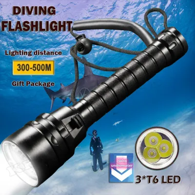 COD+Underwater Original Waterproof Torch Rechargeable Diving Light XHP70 Diving Torch Ultra Bright LED Scuba Torch 3000lm Light with Switch 3 Modes