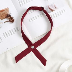 A8626 Removable Design Bow Tie Accessories Fine Texture Solid Color Neck Collar Decor Trendy No Tying Knots Cross Tie Shirt For Girls