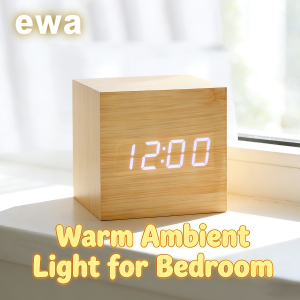 Digital Qualified Wood LED Alarm Clock Wood Clock Table Decoration Control Voice Snooze Function