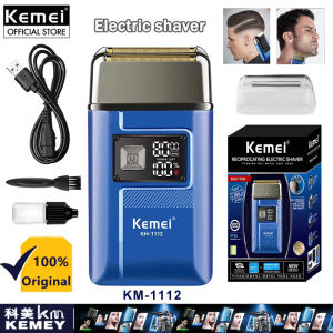 Kemei KM-1112 USB Charging IPX6 Waterproof Shaver 2 In 1 Mens Rechargeable Electric Beard Razor Floating Forward Shaving Machine
