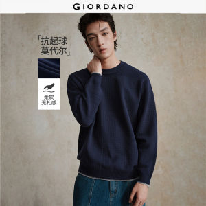 Giordano Men Contrast trim crewneck sweater Free Shipping 18055705
