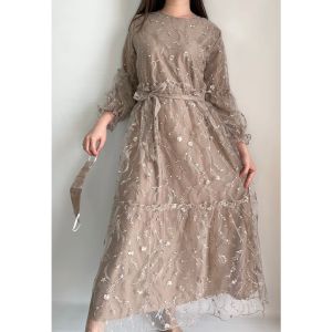 Produk Baru Ken-255 Busana Lebaran Longdress Kondangan Mewah Long Dress Pesta Wanita Longdress hijab Longdress Muslim Full Tulle Premium Import  Include Masker dan Tali Pinggang