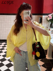 Loose Womens Frog Buttons Mandarin Shirts See Through Stand Collar Full Sleeve Blouses 2026 Summer Lady Cotton Linen Outwear2026