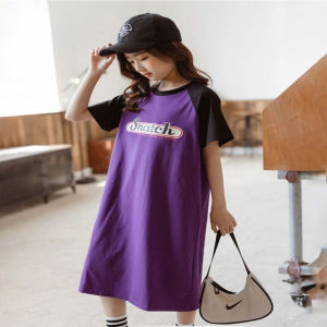 LS Show Teen Girl Dress Shift Dress Long Skirt Maxi Dress Children Under Knees Dress Fashion Dress 4-15-year-old Size 120-170cm