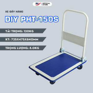 Xe đẩy hàng gấp gọn 4 bánh sàn thép DIY PHT-150S tải trọng 120kg tiêu chuẩn chất lượng Châu Âu