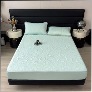 ผ้าปูที่นอน ทนทานและแข็ง ผ้าไหมน้ำแข็ง ผ้าคลุมเตียง เย็นสบาย เป็นมิตรกับผิวหนังและระบายอากาศได้