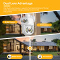 Rolte 8MP PAKTE CCTV 8 Saluran WiFi NVR 2 Kamera WiFi Ptz Lensa Ganda Warna Night Vision Aplikasi Icsee. 