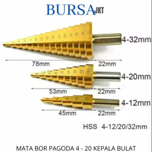 MATA BOR HSS PAGODA TITANIUM COATED DRILL BIT STEP KEPALA BULAT