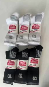 [3 Double Pack ] Mid-high length black and white sports thickened mens socks