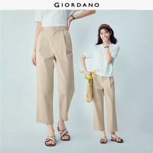 Giordano Beau Monde Women Stretch cotton pleated half elastic waist pants Free Shipping 13426424