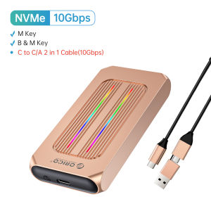 HDD Enclosure ORICO RGB M.2 SSD Case 10Gbps LED M2 NVMe SSD Enclosure พร้อม Smart Sleep อลูมิเนียม USB3.1ทั้งหมด Gen2สำหรับ Solid State Drive สำหรับ Gamer การตัดต่อวิดีโอ Cool Guys