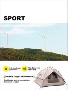 2m*2m Khemah Camping 4 person Pop Up Tent 2 Door Outdoor camping tent waterproof Auto Tent Silver coating Anti-UV