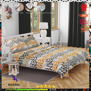 Sprei katun motif flower leaf aesthetic anti geser king size