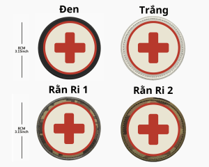 Patch_Velcro dán in hình Chữ Thập Đỏ - Cứu Thươngviền thêu tinh xảocó mặt gai dán quần áo