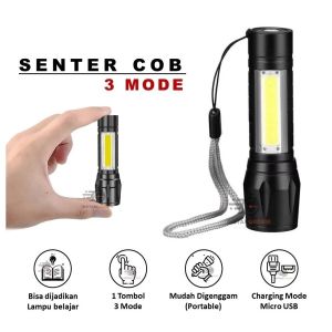 Senter Swat Mini Zoom Senter Police LED COB Super Terang Dengan 3 Mode